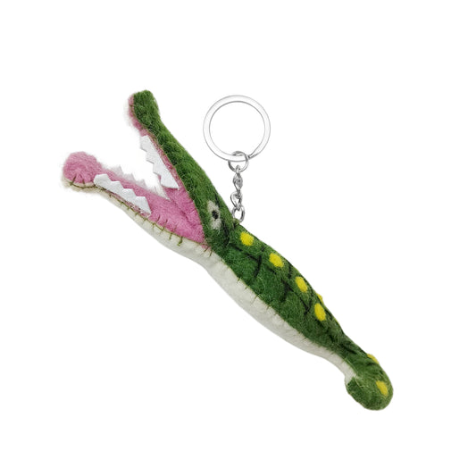 Handmade Wool Felt Crocodile Keychain – Purse & Backpack Charm