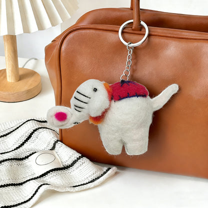 Handmade Wool Felt Elephant Keychain – Purse & Backpack Charm