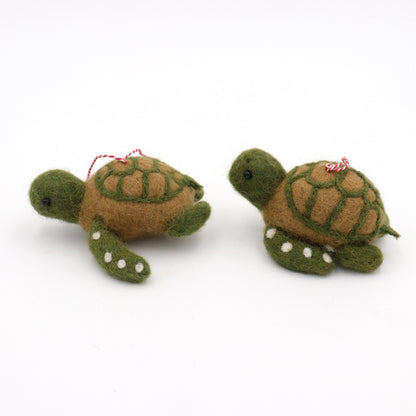 Handmade Wool Felt Turtle Ornament – Needle Felt Sea Turtle Decor