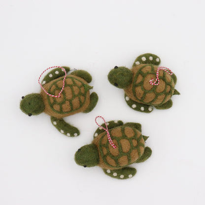 Handmade Wool Felt Turtle Ornament – Needle Felt Sea Turtle Decor
