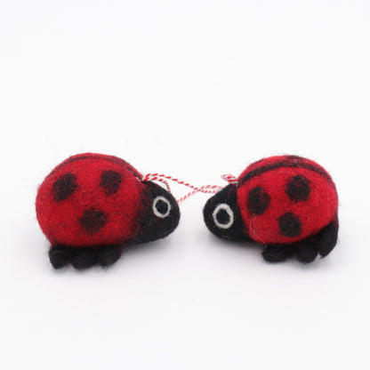 Handmade Wool Felt Ladybug Ornament – Needle Felt Ladybird Decor