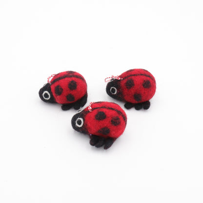 Handmade Wool Felt Ladybug Ornament – Needle Felt Ladybird Decor