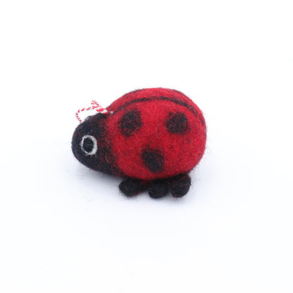 Handmade Wool Felt Ladybug Ornament – Needle Felt Ladybird Decor