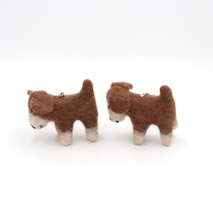 Handmade Wool Felt Dog Keychain – Cute Puppy Bag Charm for Dog Lovers