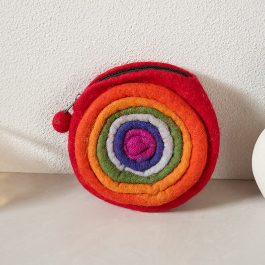 Rainbow Donuts Felt Wallet - Wool Felt Pouch Hand Carry Coin Purse