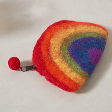 Load image into Gallery viewer, Rainbow Moon Felt Wallet - Wool Felt Pouch Hand Carry Coin Purse
