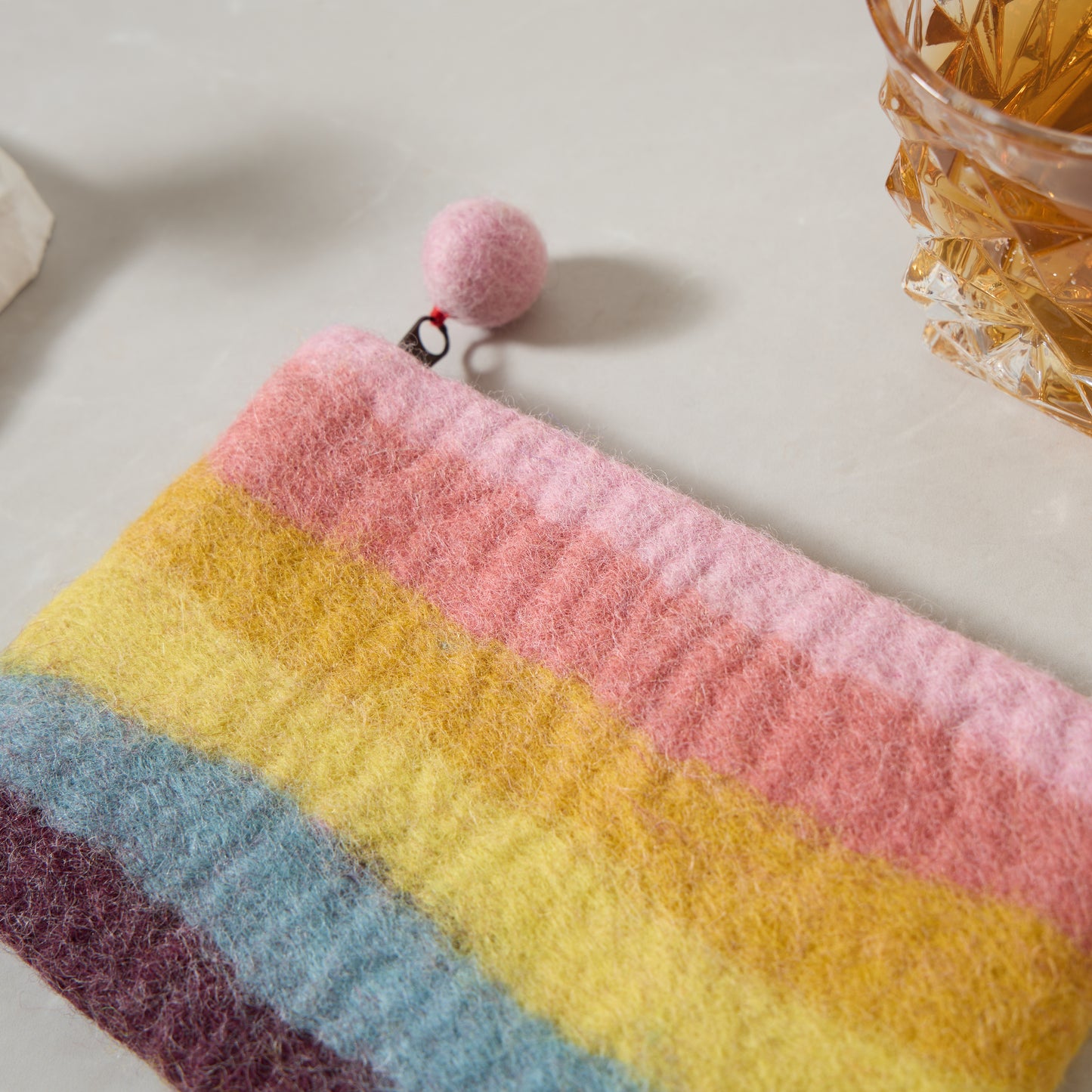 Rainbow Macaron Felt Wallet - Wool Felt Pouch Hand Carry Coin Purse