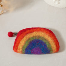 Load image into Gallery viewer, Rainbow Moon Felt Wallet - Wool Felt Pouch Hand Carry Coin Purse
