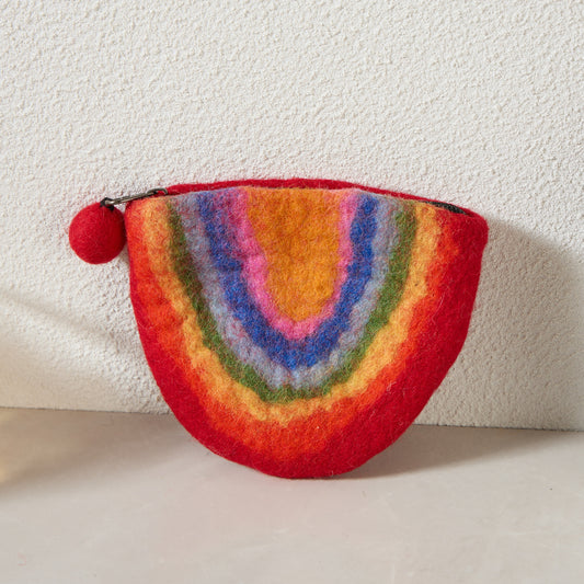 Watermelon Rainbow Felt Wallet - Wool Felt Pouch Hand Carry Coin Purse