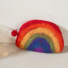 Load image into Gallery viewer, Rainbow Moon Felt Wallet - Wool Felt Pouch Hand Carry Coin Purse
