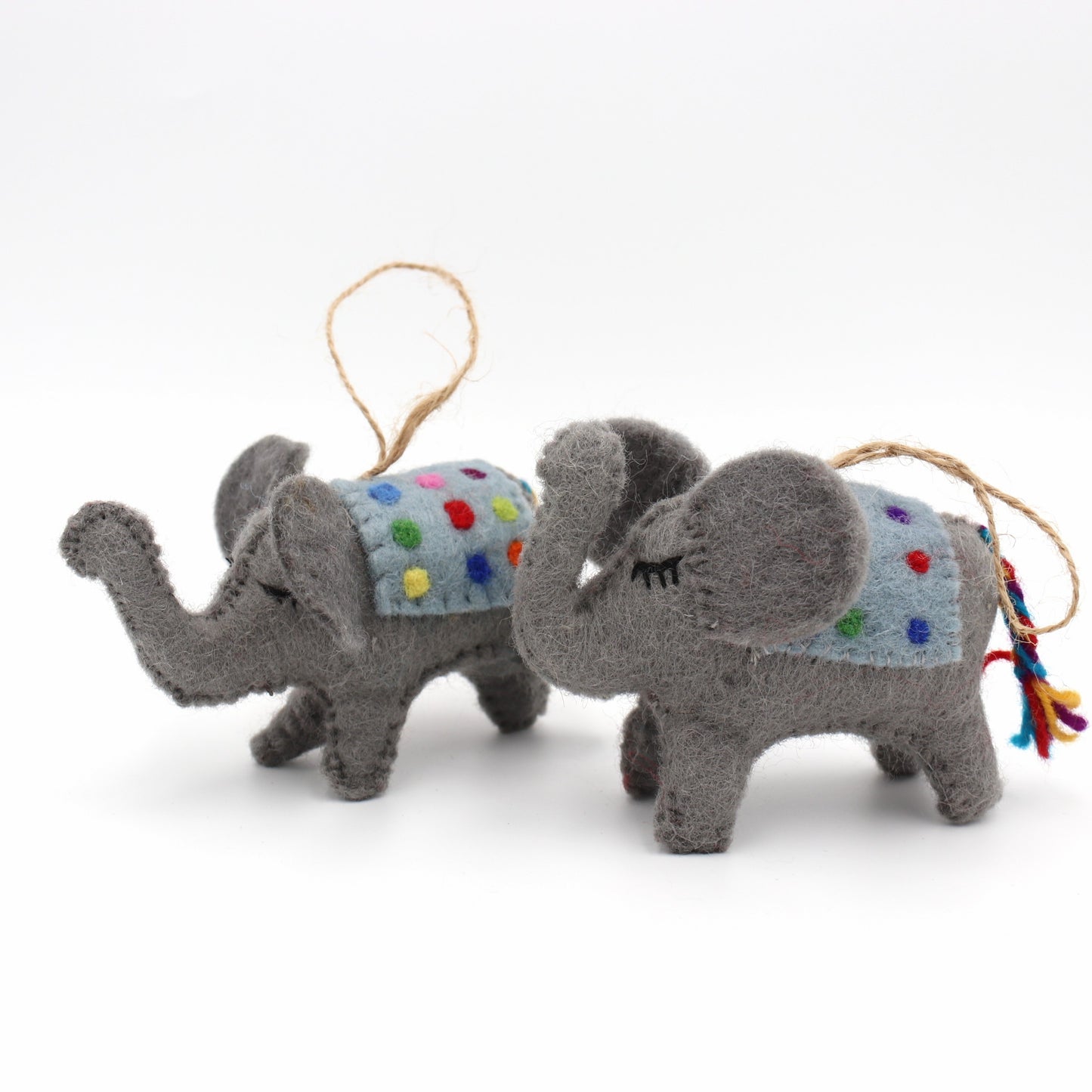Felt Elephant Ornament – Rainbow Polka Dot Holiday Decor