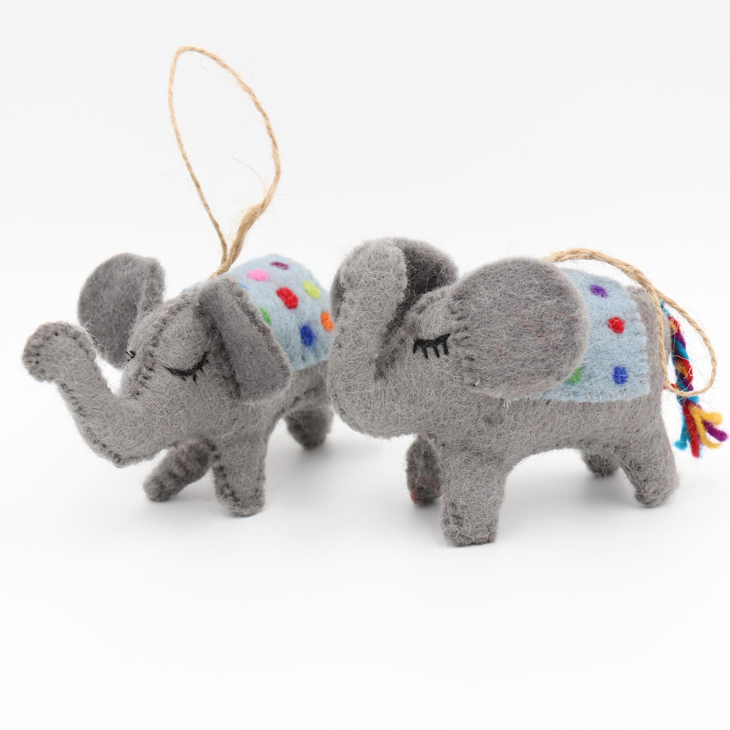 Felt Elephant Ornament – Rainbow Polka Dot Holiday Decor