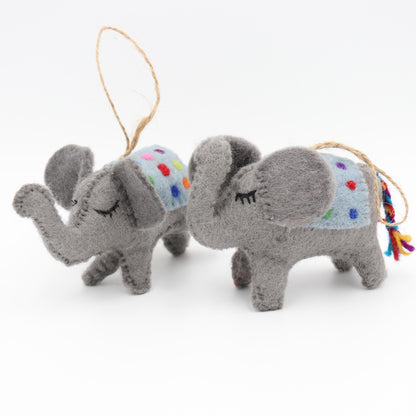 Felt Elephant Ornament – Rainbow Polka Dot Holiday Decor