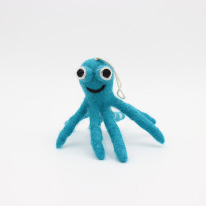 Handmade Wool Felt Octopus Ornament – Cute Home Décor – Made in Nepal