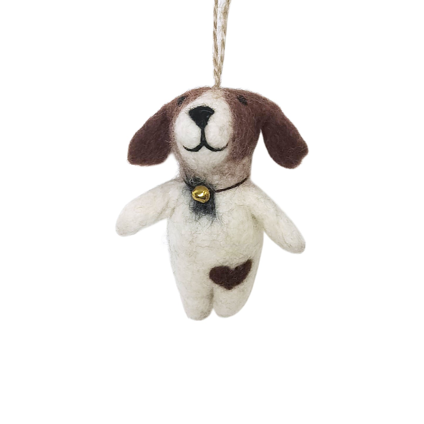 Handmade Puppy Dog Wool Felt Christmas Ornament - Artisan Crafted in Nepal