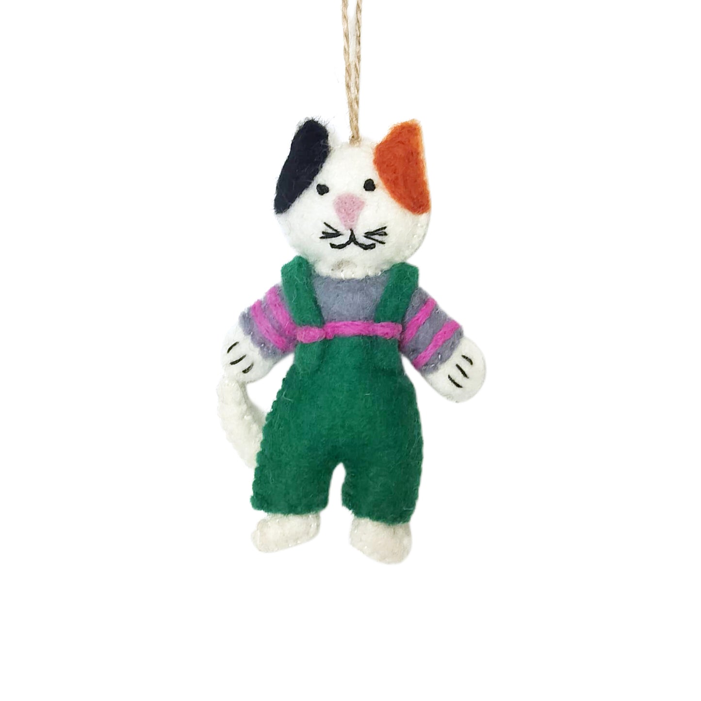 Handmade Wool Felt Cozy Calico Cat Ornament
