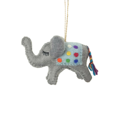 Felt Elephant Ornament – Rainbow Polka Dot Holiday Decor