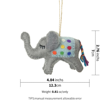 Felt Elephant Ornament – Rainbow Polka Dot Holiday Decor