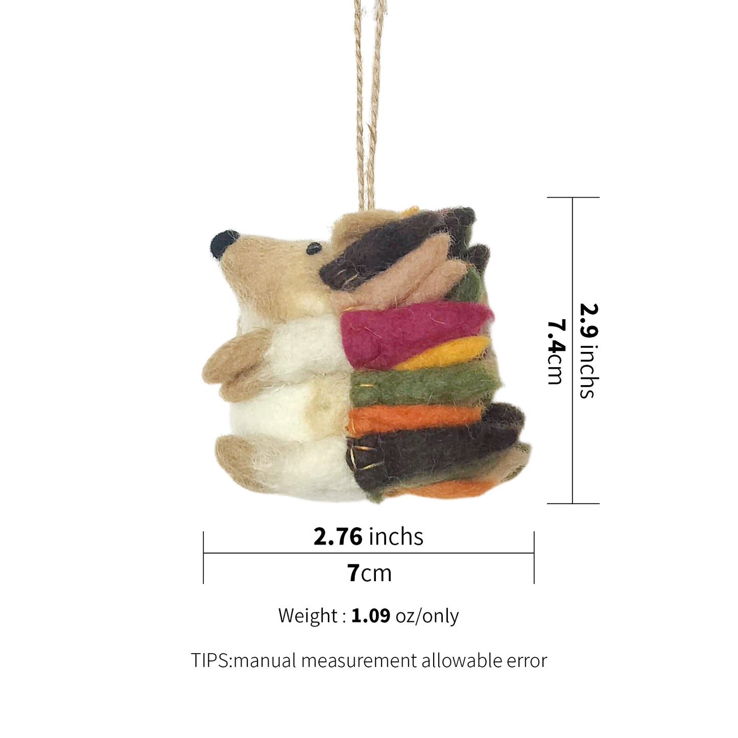 Wool Felt Hedgehog Ornament – Handmade in Nepal
