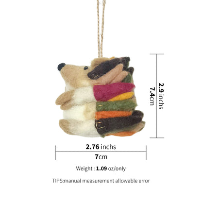 Wool Felt Hedgehog Ornament – Handmade in Nepal