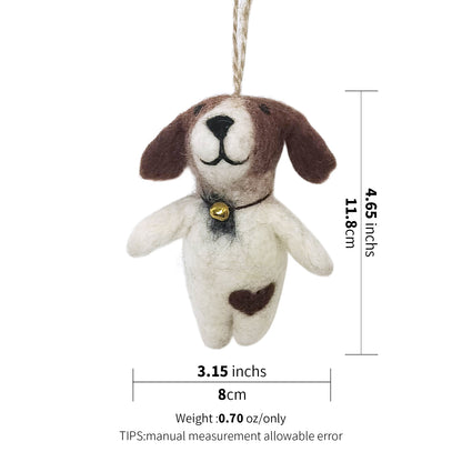 Handmade Puppy Dog Wool Felt Christmas Ornament - Artisan Crafted in Nepal