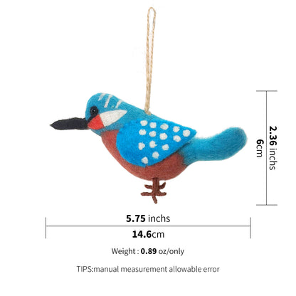 Handmade in Nepal Wool Felt Blue Bird Ornament