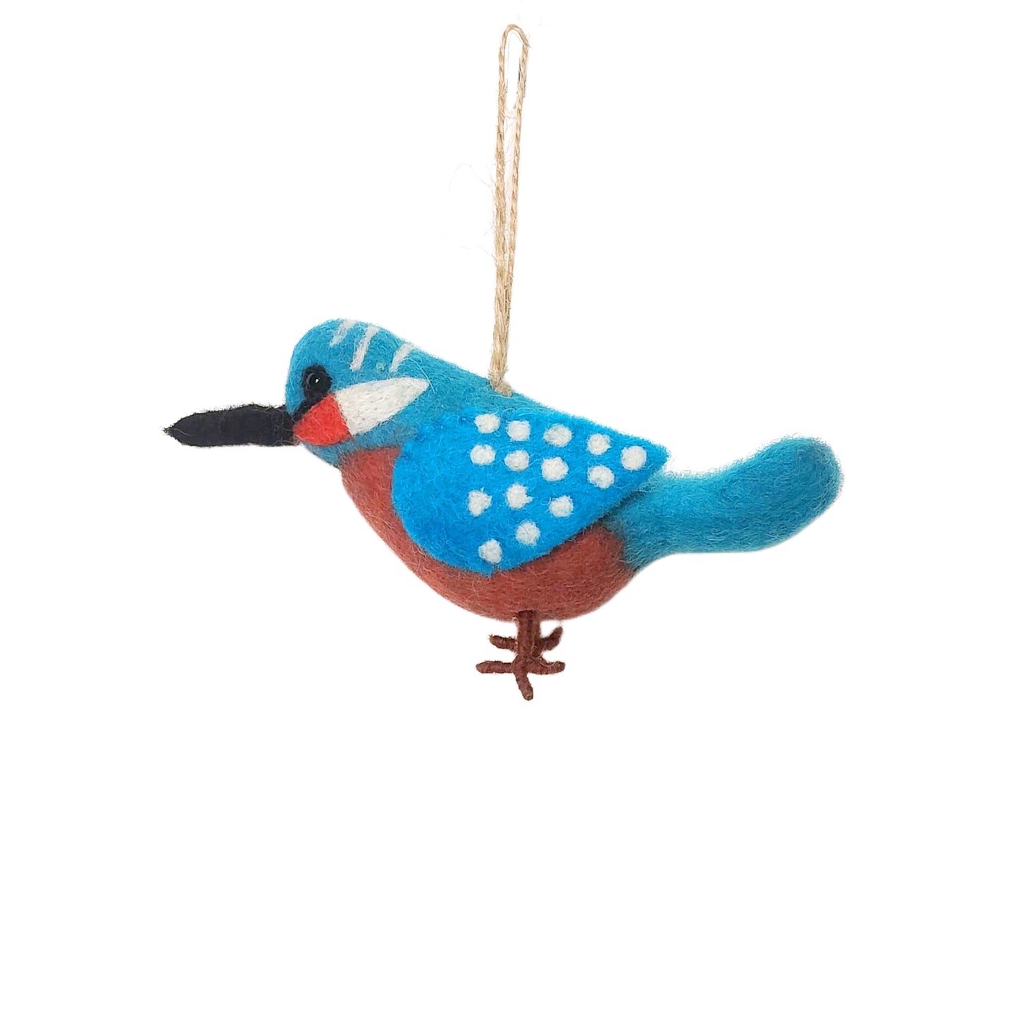 Handmade in Nepal Wool Felt Blue Bird Ornament