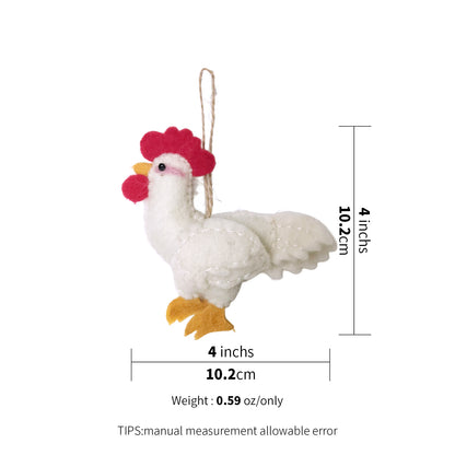 Handmade Wool Felt Rooster Ornament – Farmhouse Christmas Décor