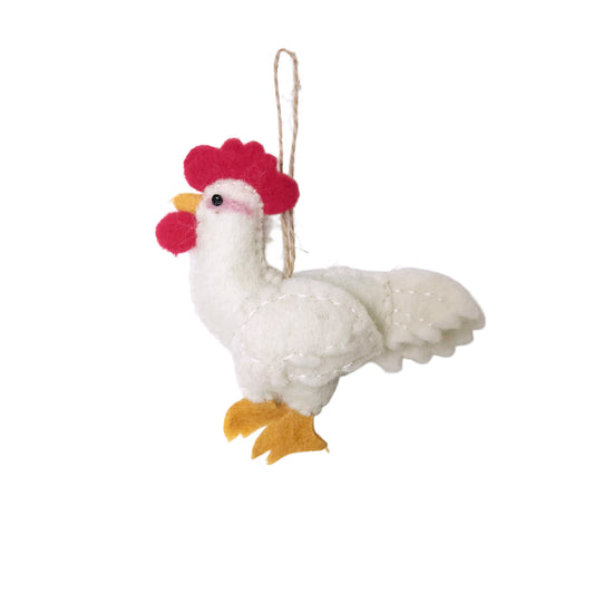 Handmade Wool Felt Rooster Ornament – Farmhouse Christmas Décor
