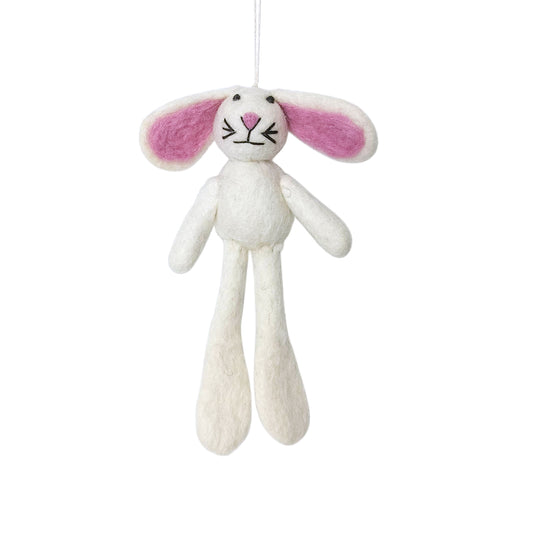 Handmade Wool Felt Bunny Ornament – Cute Easter or Christmas Decoration