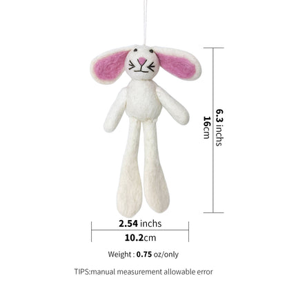Handmade Wool Felt Bunny Ornament – Cute Easter or Christmas Decoration