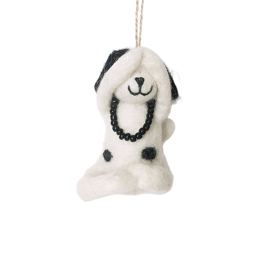 Handmade Wool Felt Yoga Dog Ornament