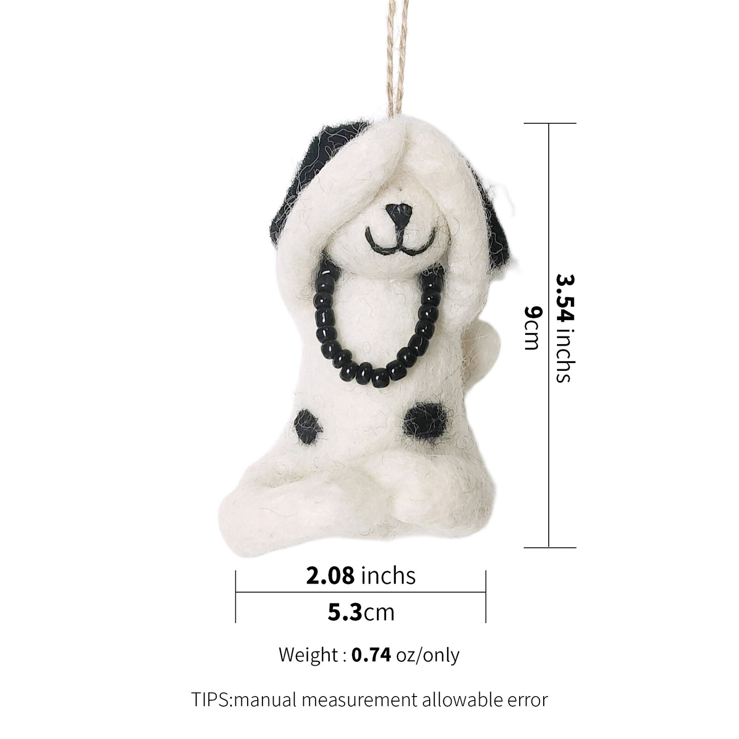 Handmade Wool Felt Yoga Dog Ornament