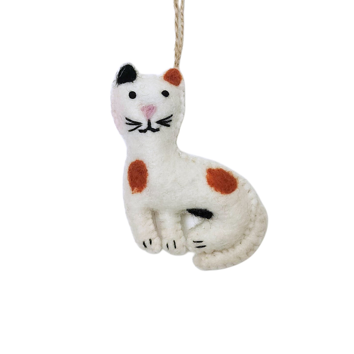 Felt Calico Cat Ornament – Handmade Wool Holiday Decor