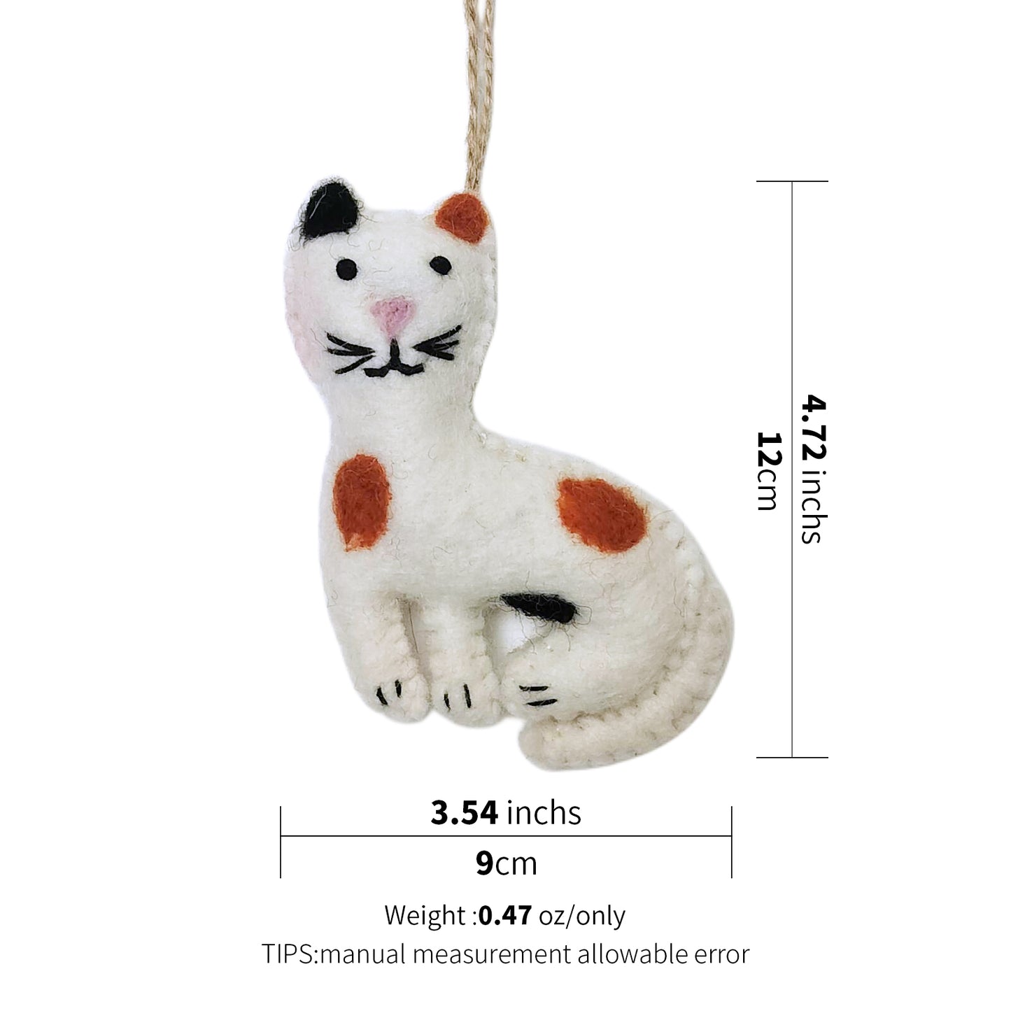 Felt Calico Cat Ornament – Handmade Wool Holiday Decor