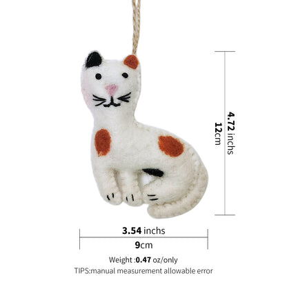 Felt Calico Cat Ornament – Handmade Wool Holiday Decor