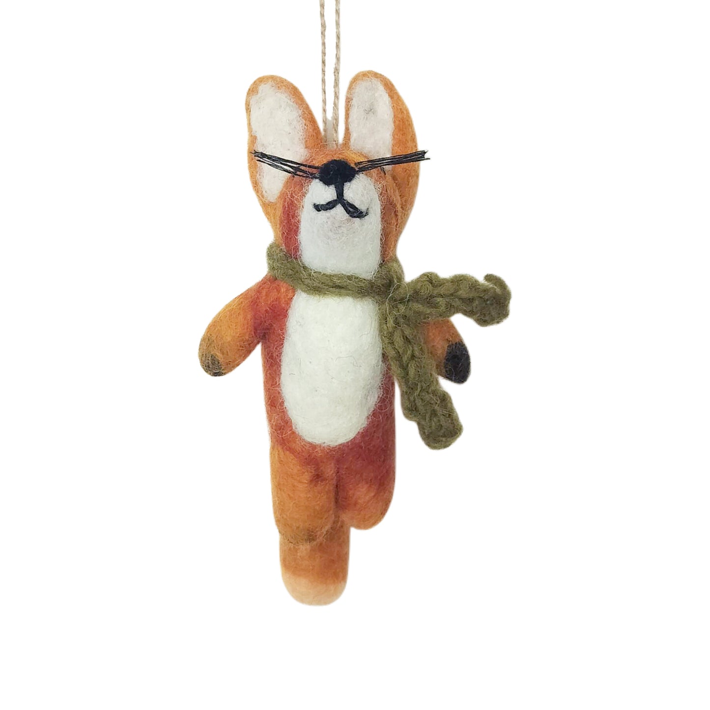 Wool Felt Scarf Fox Ornament – Handmade in Nepal