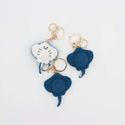 Handmade Crochet Stingray Keychain – Cute Ocean Animal Bag Charm