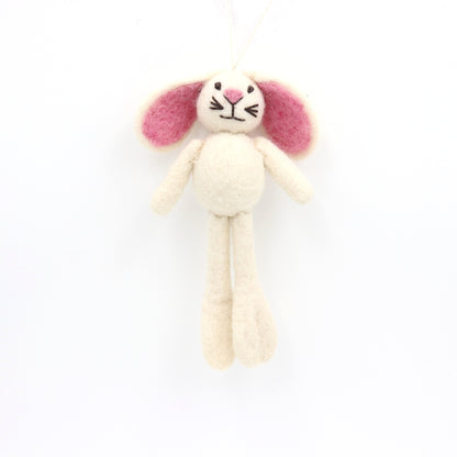 Handmade Wool Felt Bunny Ornament – Cute Easter or Christmas Decoration