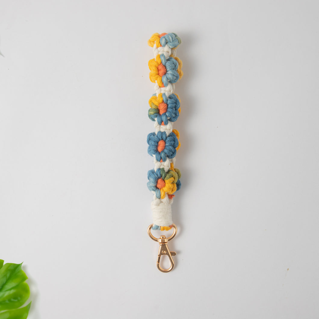 Handwoven Daisy Flower Style Keychain & Keyring