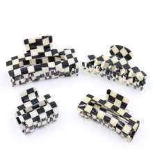 Load image into Gallery viewer, Black Checkered Hair Claw &amp; Hair Clips - Set Of 4
