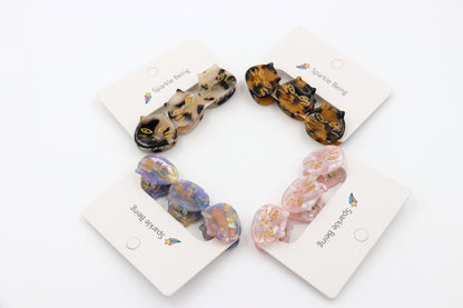 1 Inch Cat Head Acetate Hair Claw & Hair Clip - Set of 3