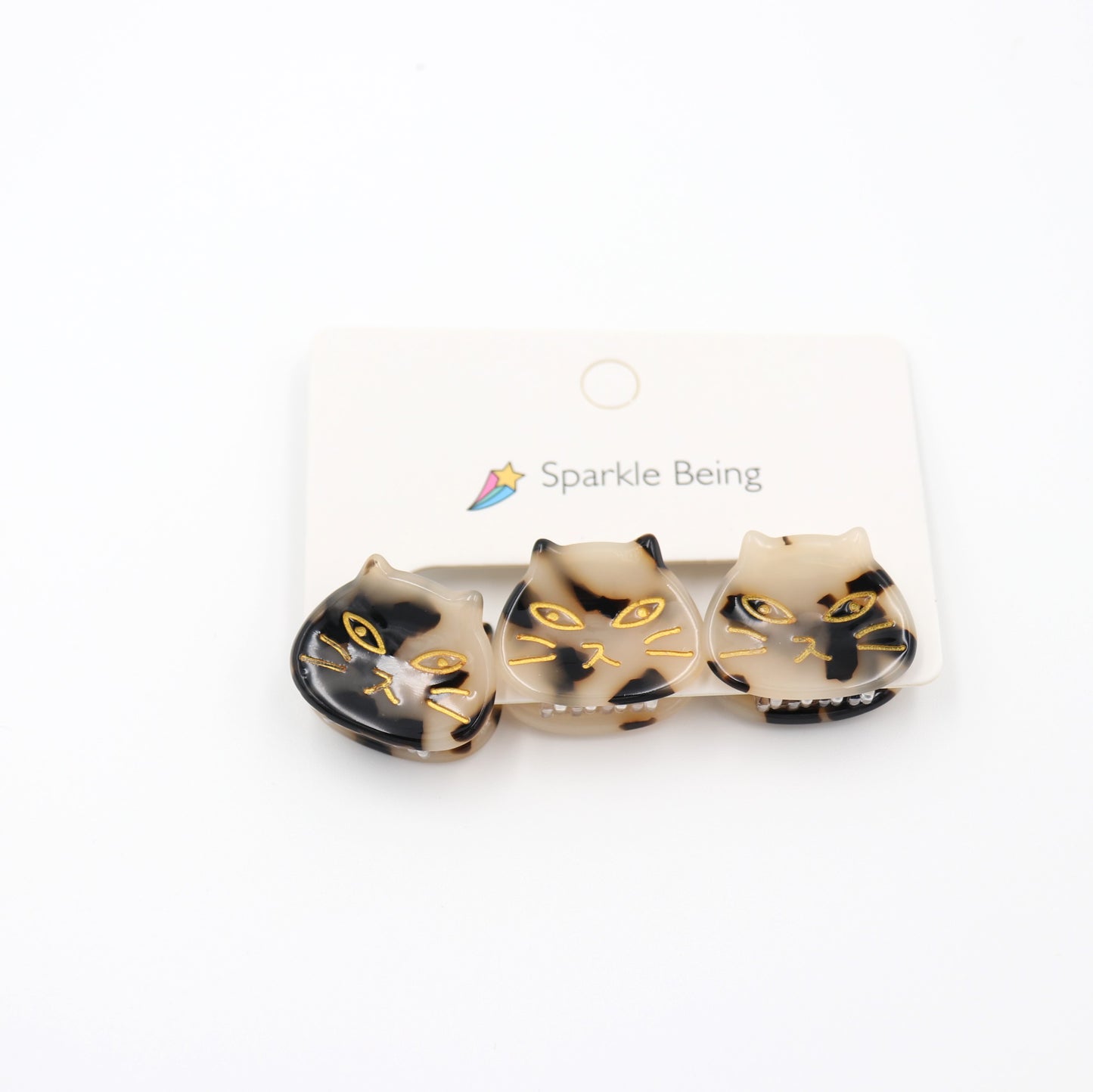 1 Inch Cat Head Acetate Hair Claw & Hair Clip - Set of 3