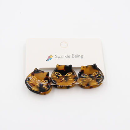 1 Inch Cat Head Acetate Hair Claw & Hair Clip - Set of 3