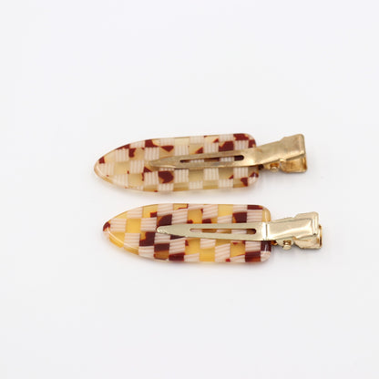 Checkered Hair Clip & Slide - Barrette Set Of 2 (Red)