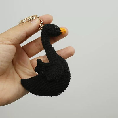 Black & White Swan Hand-crochet Keychain