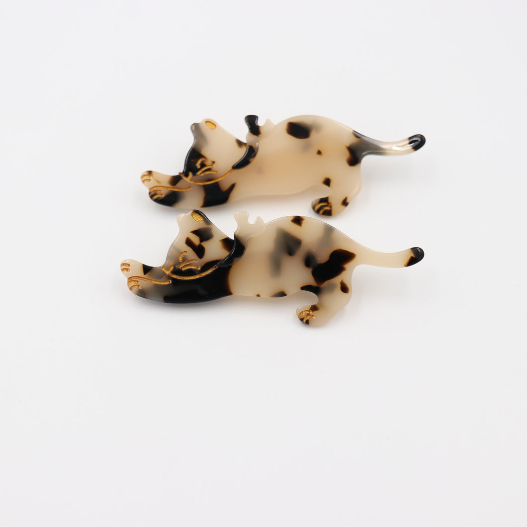 ﻿Stretching Cat Acetate Hair Clip Hair Barrette