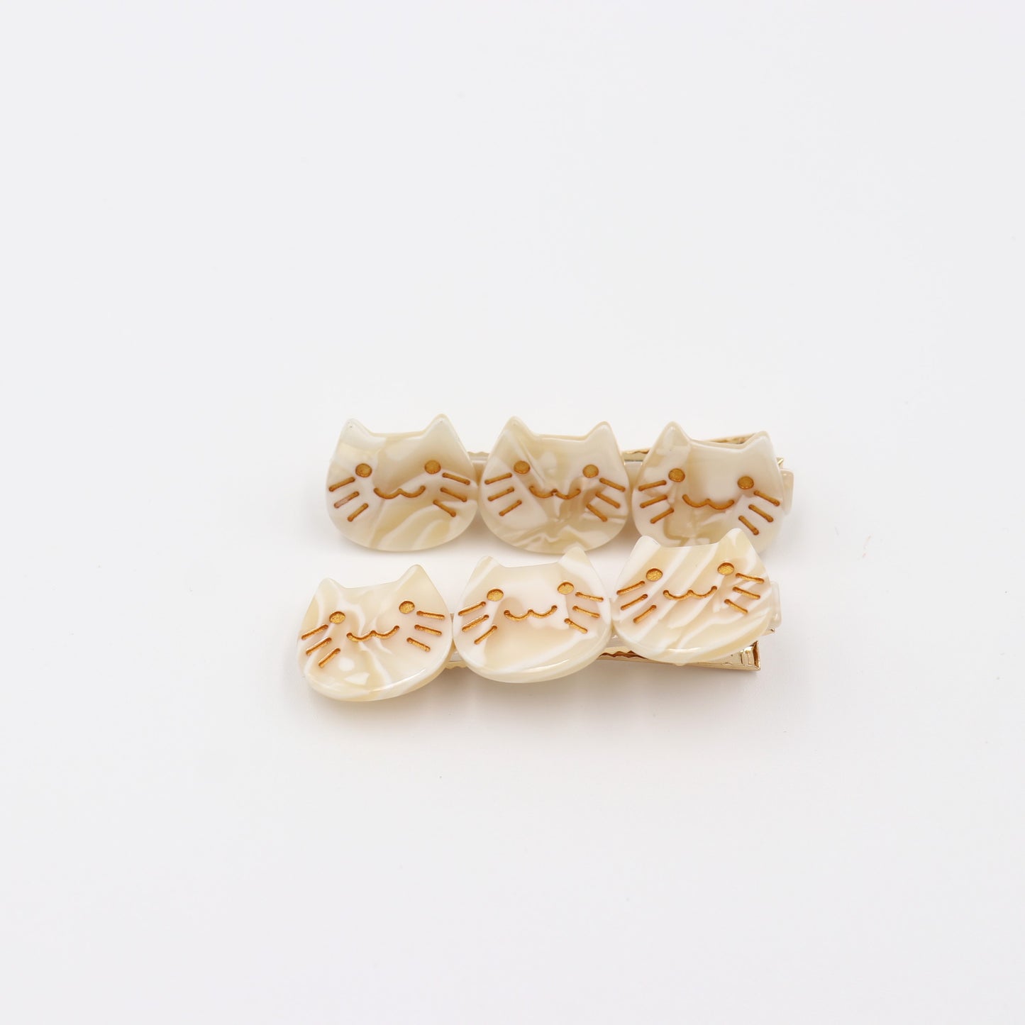 Cat Head Acetate Hair Clip Set of 2