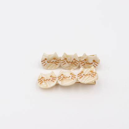 Cat Head Acetate Hair Clip Set of 2