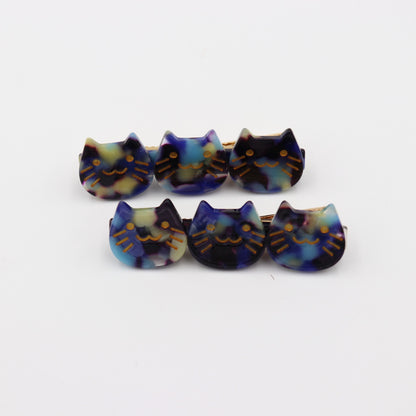 Cat Head Acetate Hair Clip Set of 2